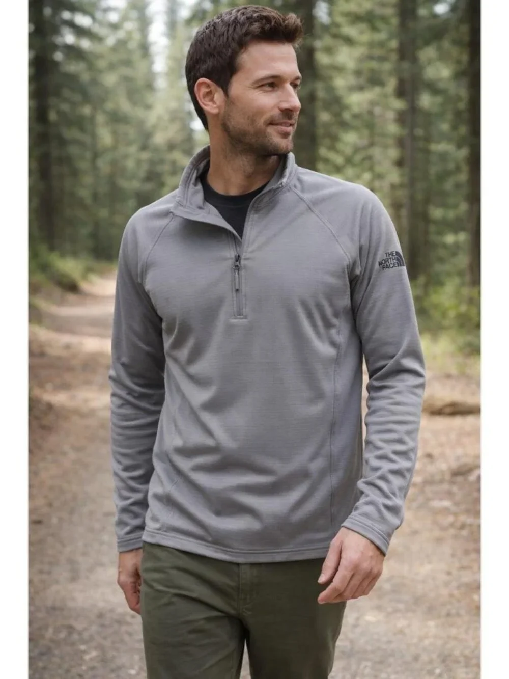 The North Face Long Sleeve 1/4 Zip Pullover Gray Men's Size  Large